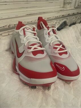 Nike Force Zoom Trout 9 Red and White Baseball Cleats